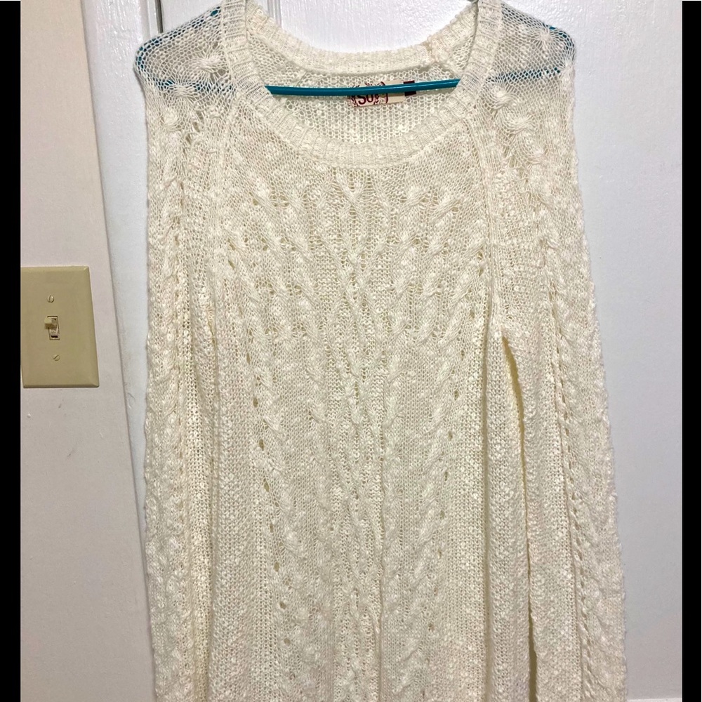 Long White crotched sweater